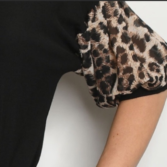 NEW Animal Print Tie Front Top S Small Black Brown - Picture 4 of 5